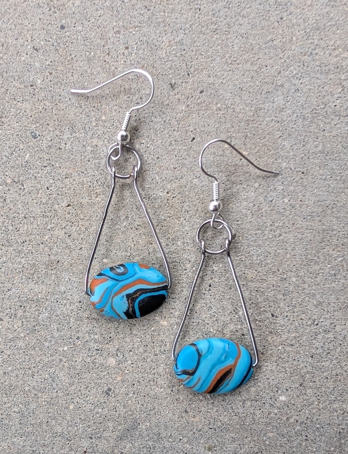 horizontal blue swirls